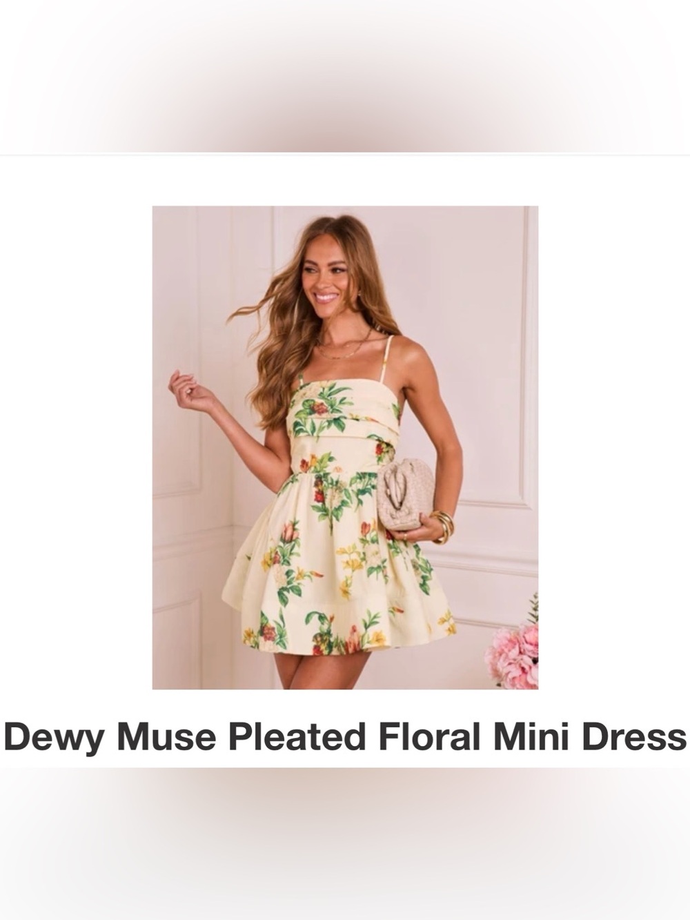Vici Cream Floral Pleated Mini Dress